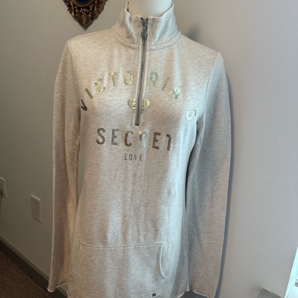 Victoria's Secret Heather Gray Metallic Logo Sweatshirt